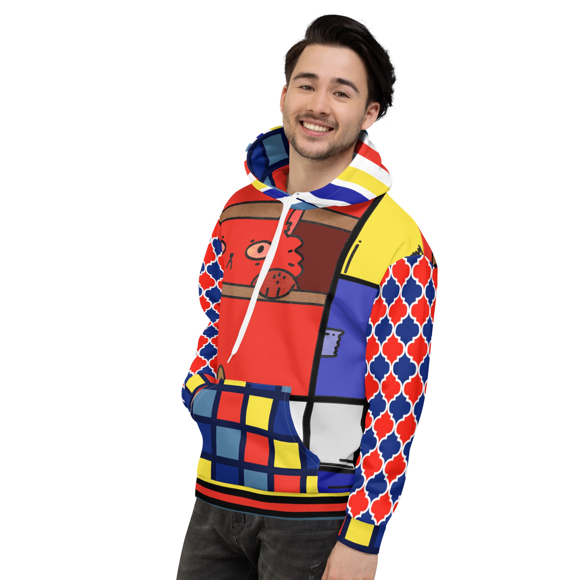 Cat in a Box Mondrian Cubism Unisex Hoody