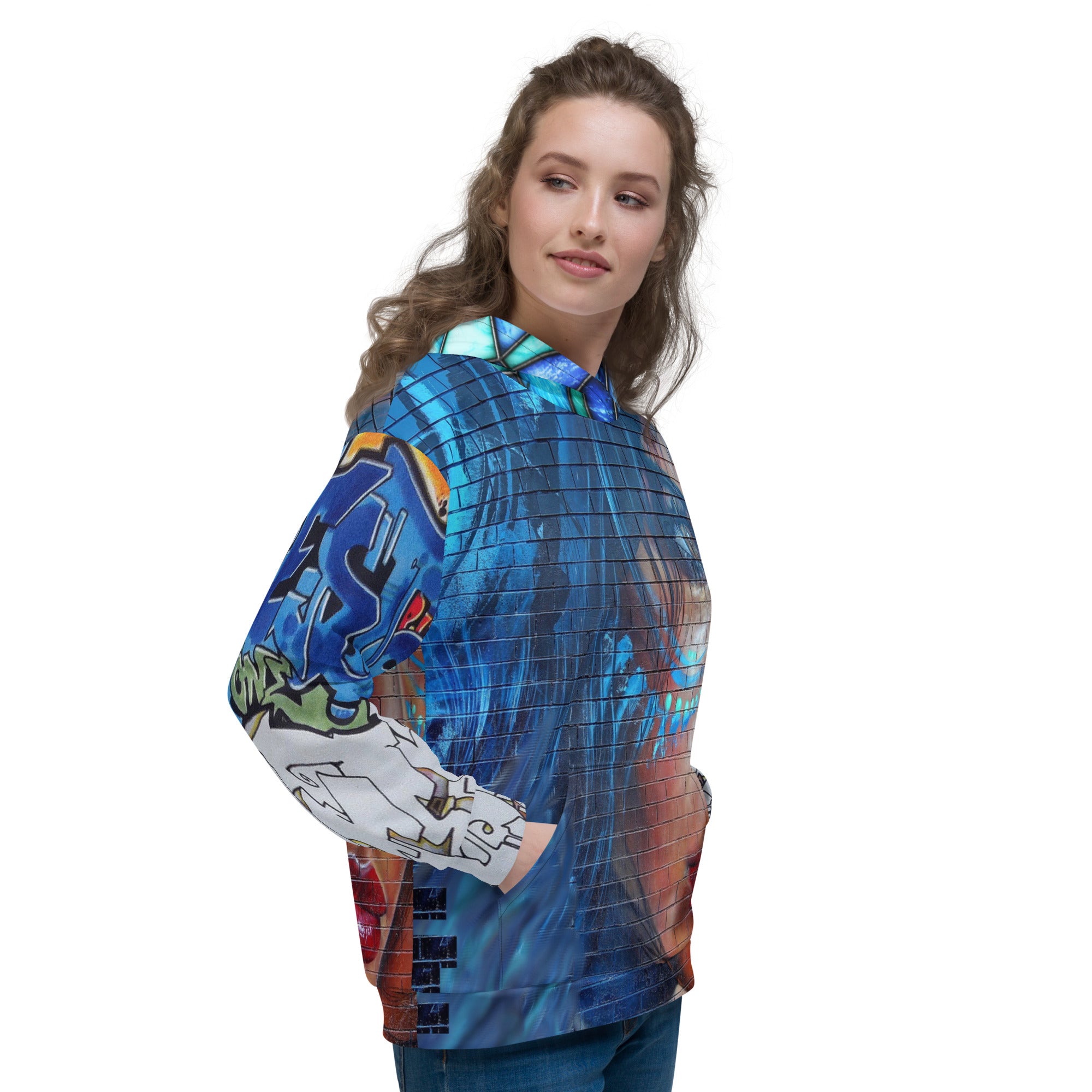 Sudadera con capucha unisex Indigo Girl Blue Graffiti