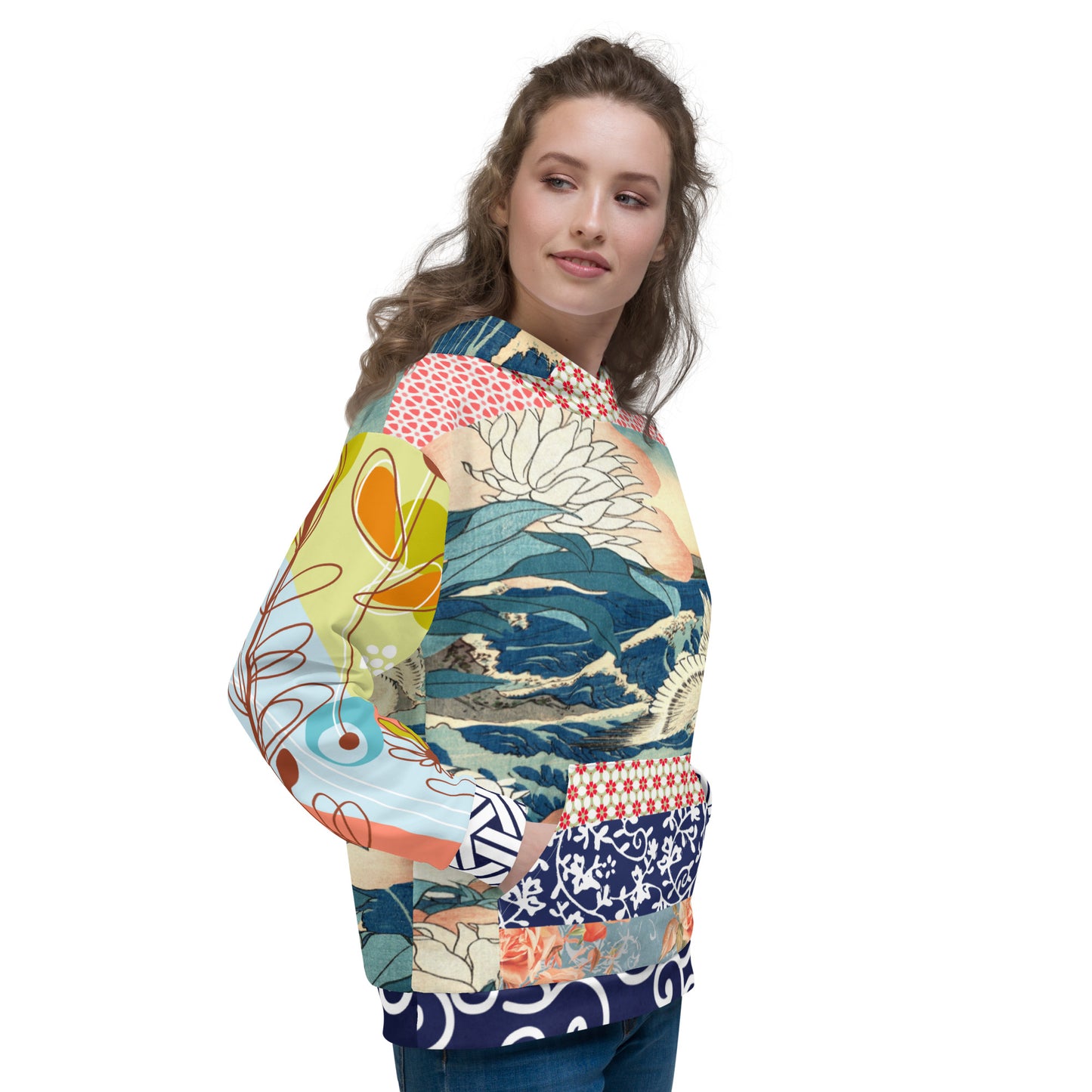 Sudadera con capucha unisex floral japonesa Little Canary