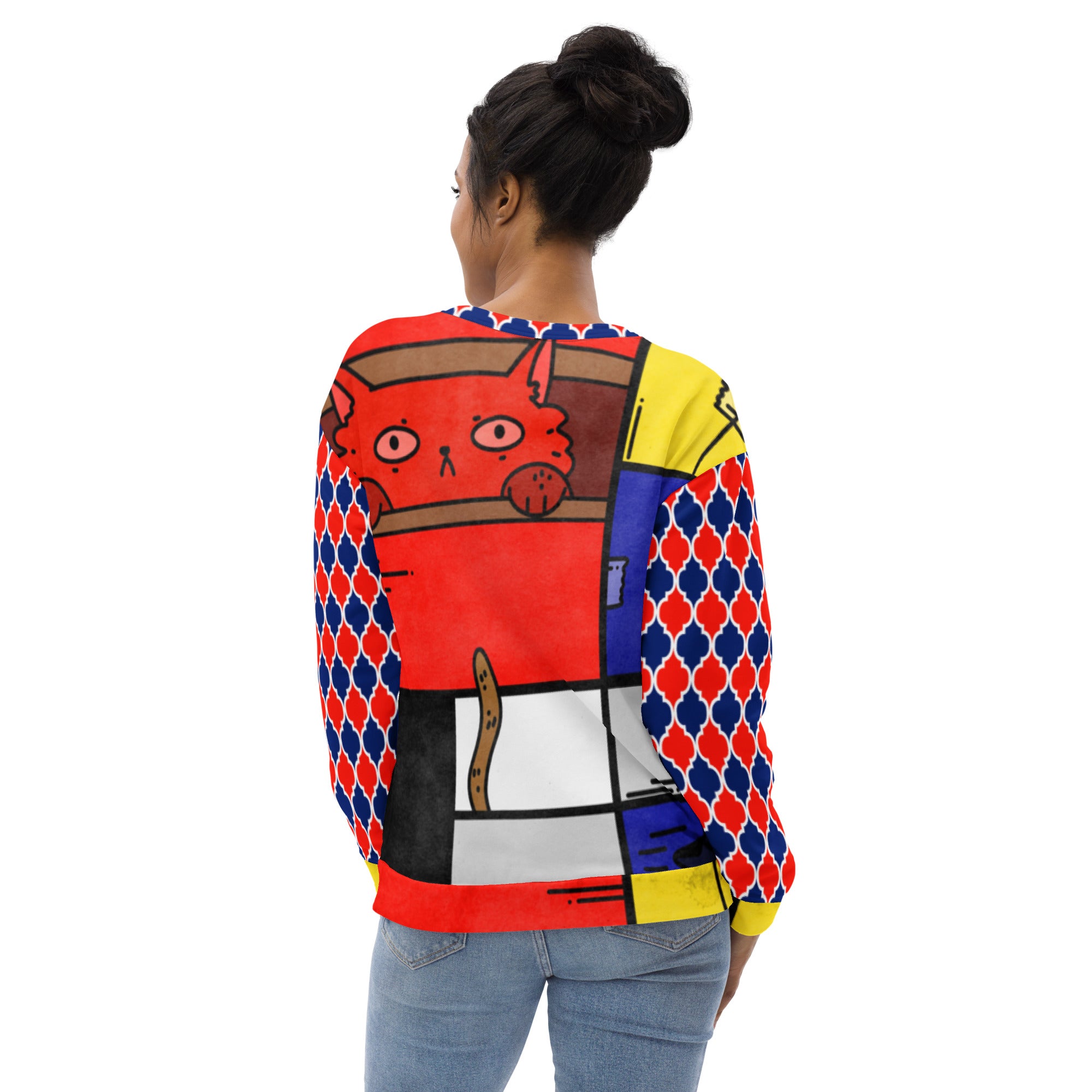 Cat in a Box Mondrian Cubism Unisex Sweatshirt