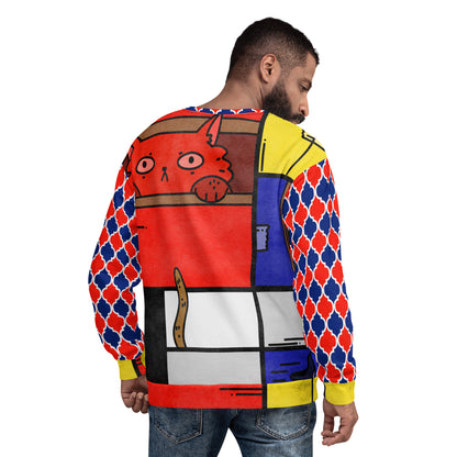 Cat in a Box Mondrian Cubism Unisex Sweatshirt