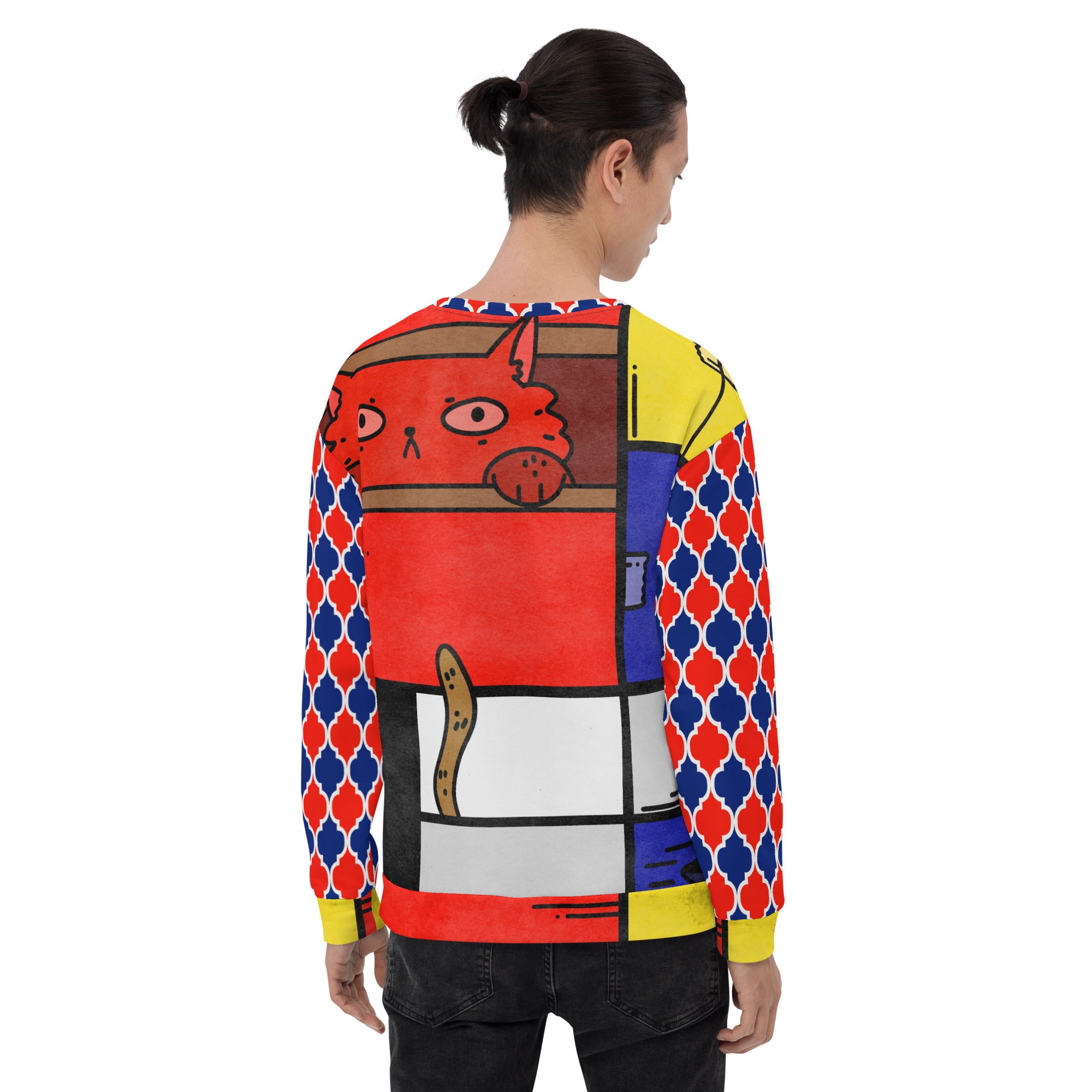 Cat in a Box Mondrian Cubism Unisex Sweatshirt