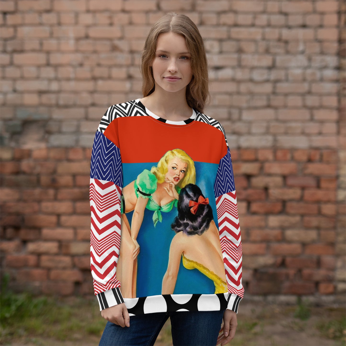 Kiss and Tell Pinup Girl Redux Unisex Sweatshirt