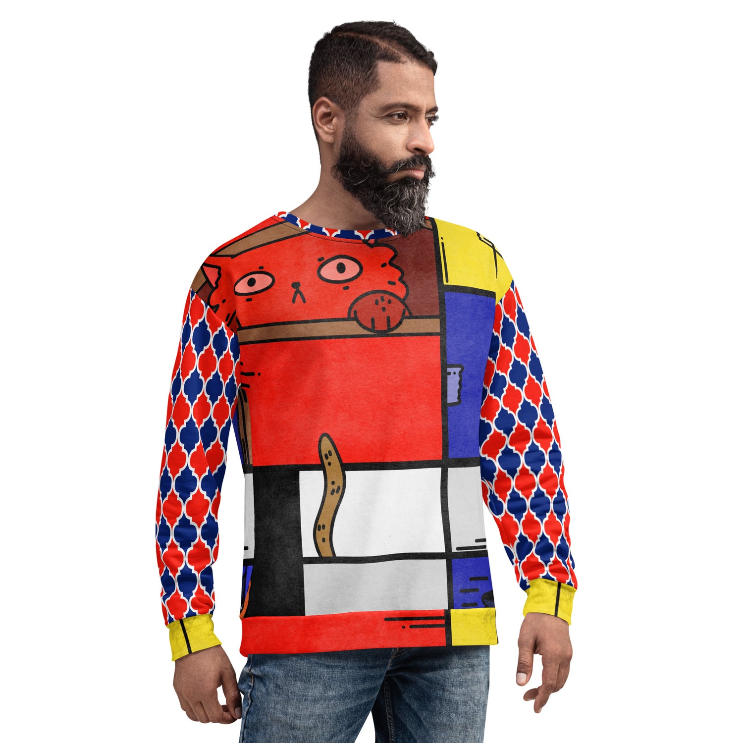 Cat in a Box Mondrian Cubism Unisex Sweatshirt