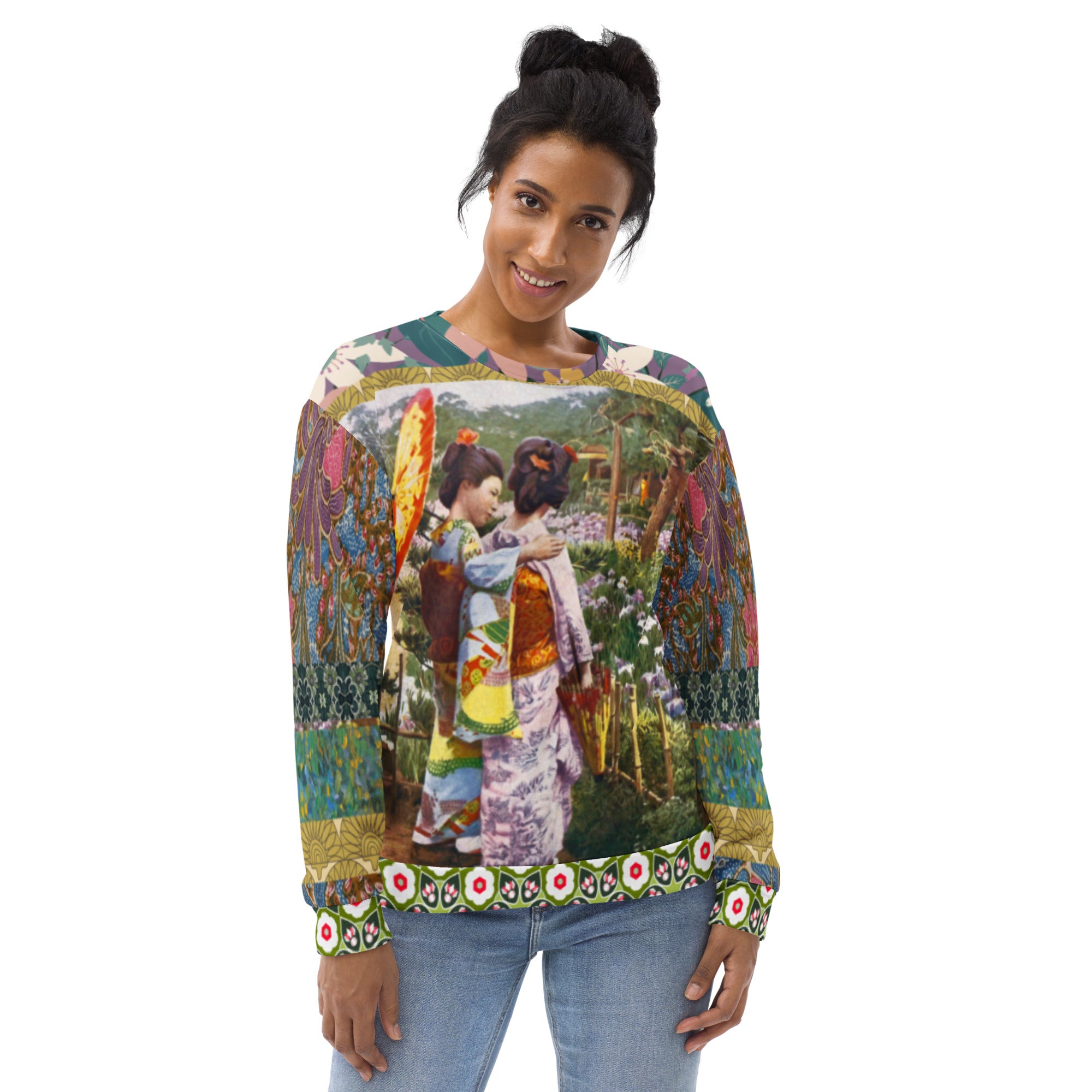 Kyoto Garden Green Batiq Unisex Sweatshirt