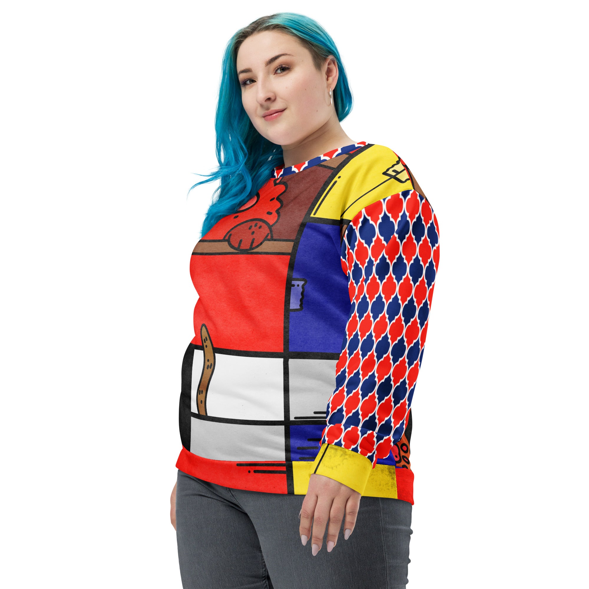 Cat in a Box Mondrian Cubism Unisex Sweatshirt