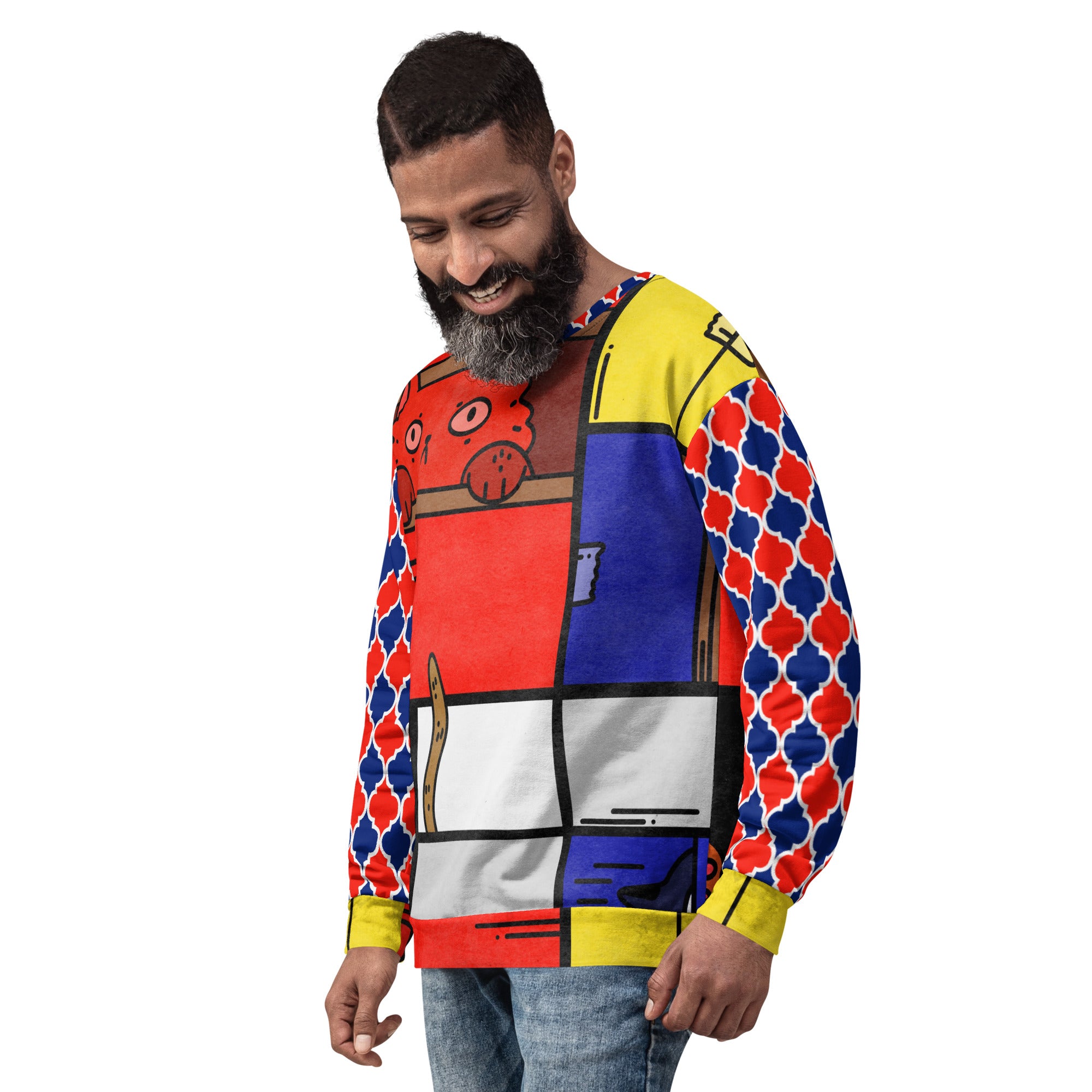 Sudadera unisex Cat in a Box Mondrian Cubism