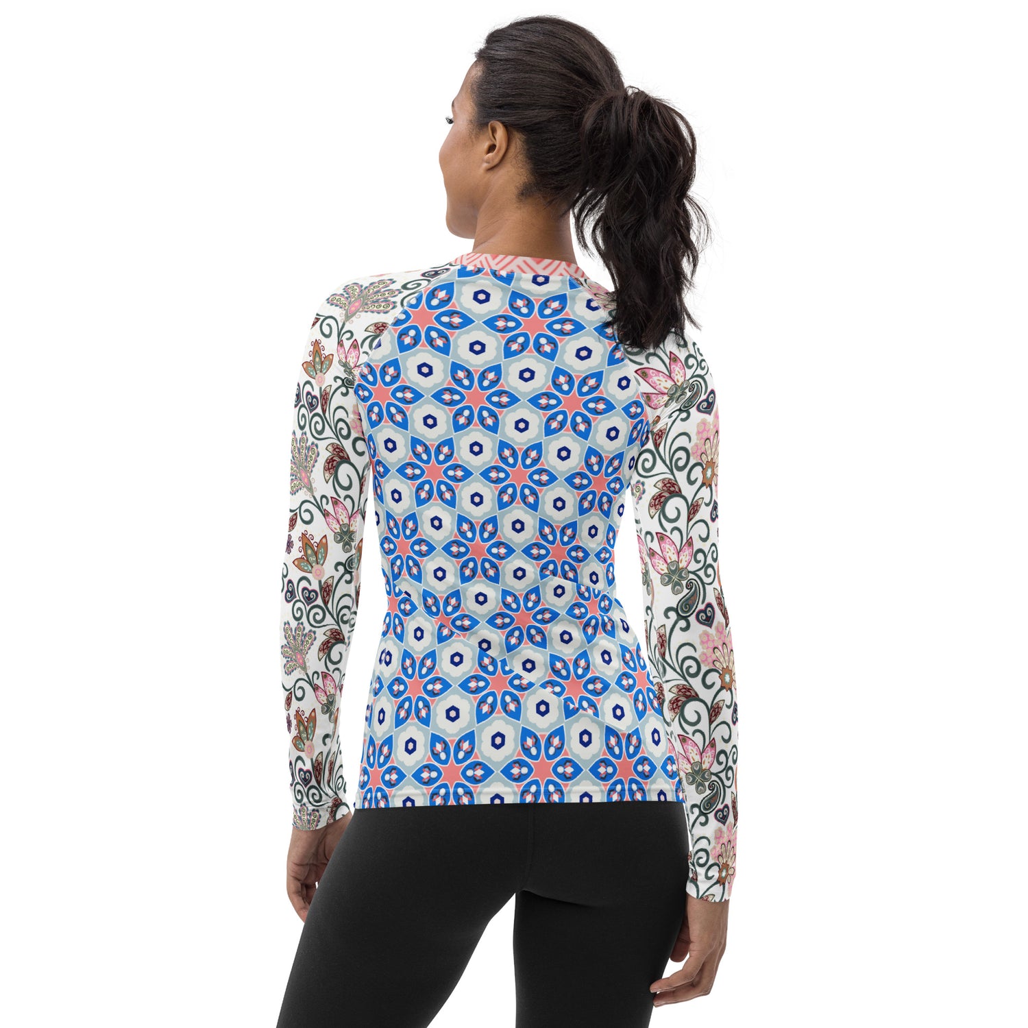 Jingle Pug Pink Floral Bloom Rash Guard