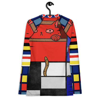 Cat in a Box Mondrian Cubism Rash Guard