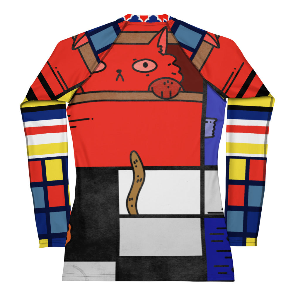 Cat in a Box Mondrian Cubism Rash Guard