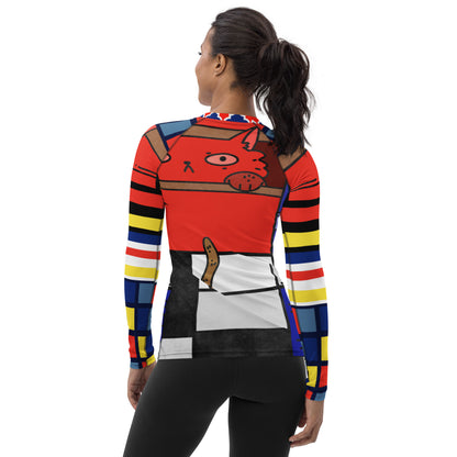 Cat in a Box Mondrian Cubism Rash Guard