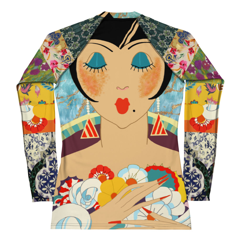 Floral Flapper Girl Rash Guard