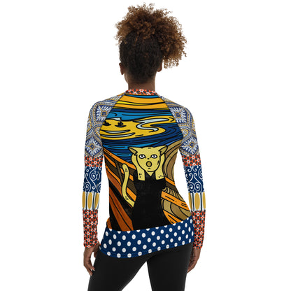 Scaredy-Cat Blue Mediterranean Tile Rash Guard