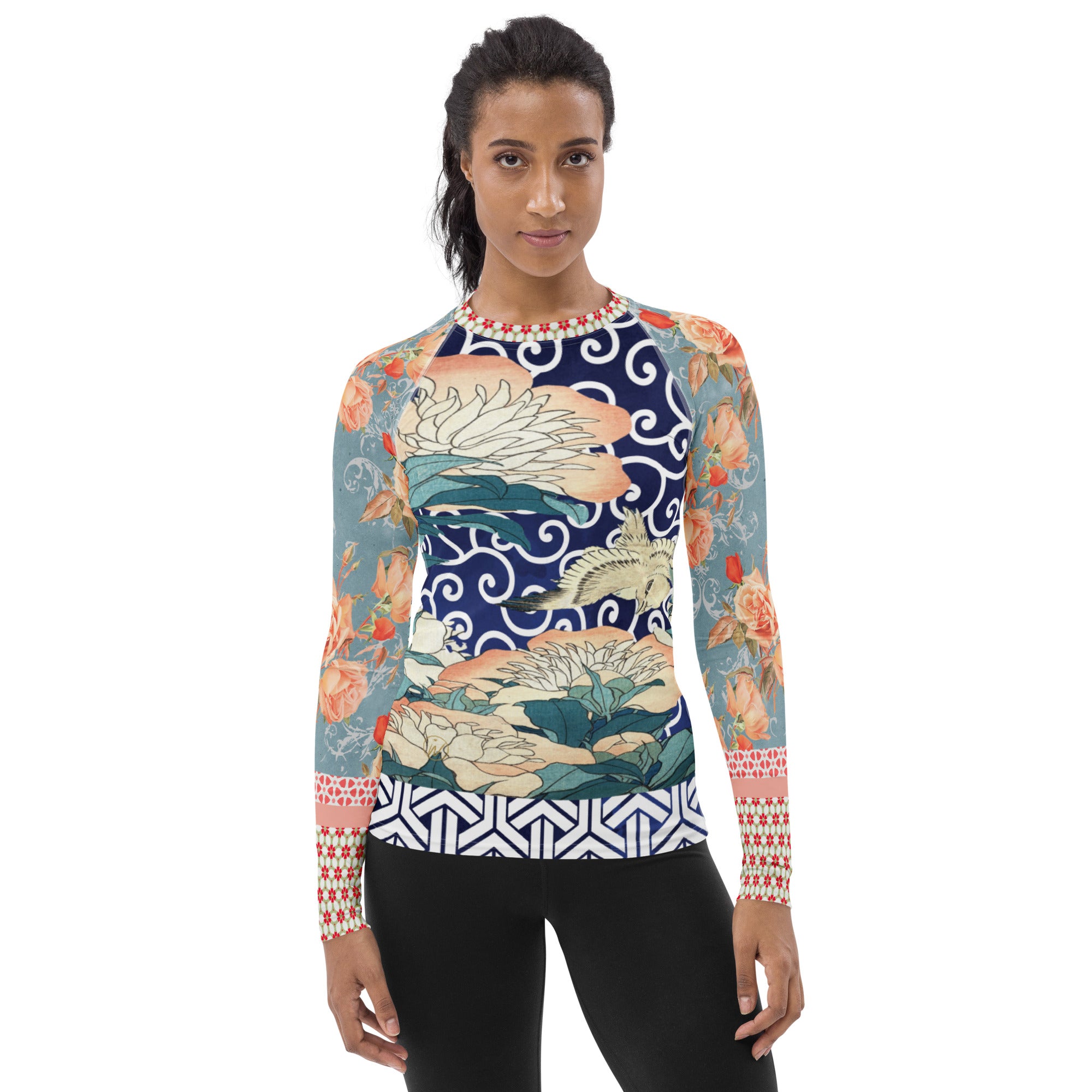 Little Canary Japanese Floral Rash Guard