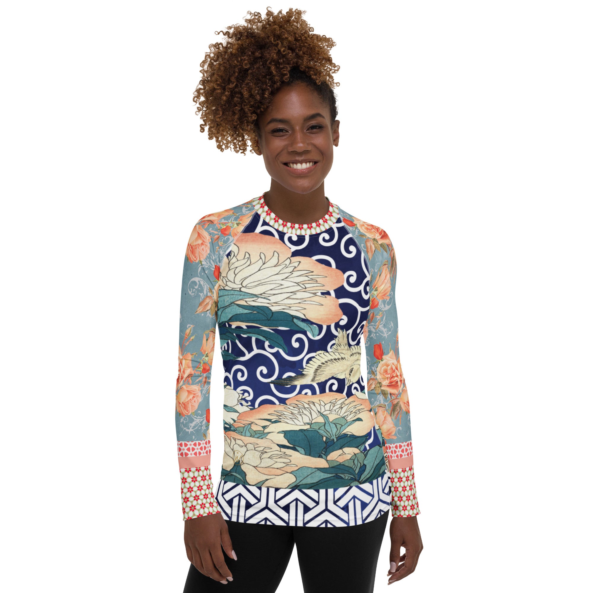 Little Canary Japanese Floral Rash Guard