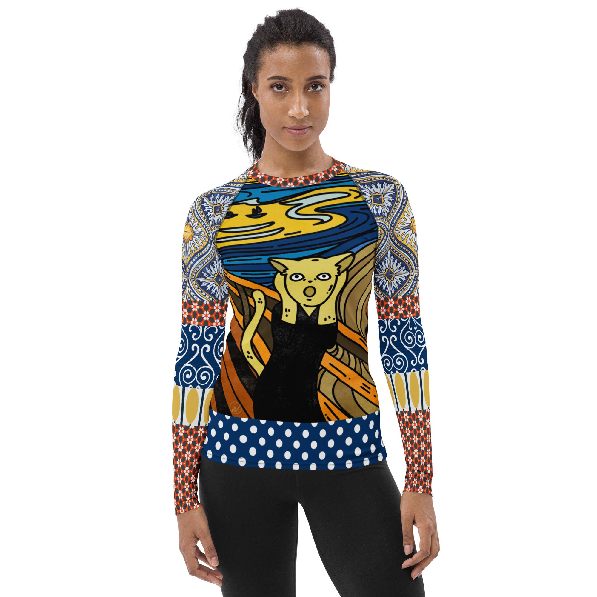 Scaredy-Cat Blue Mediterranean Tile Rash Guard