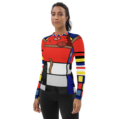 Cat in a Box Mondrian Cubism Rash Guard