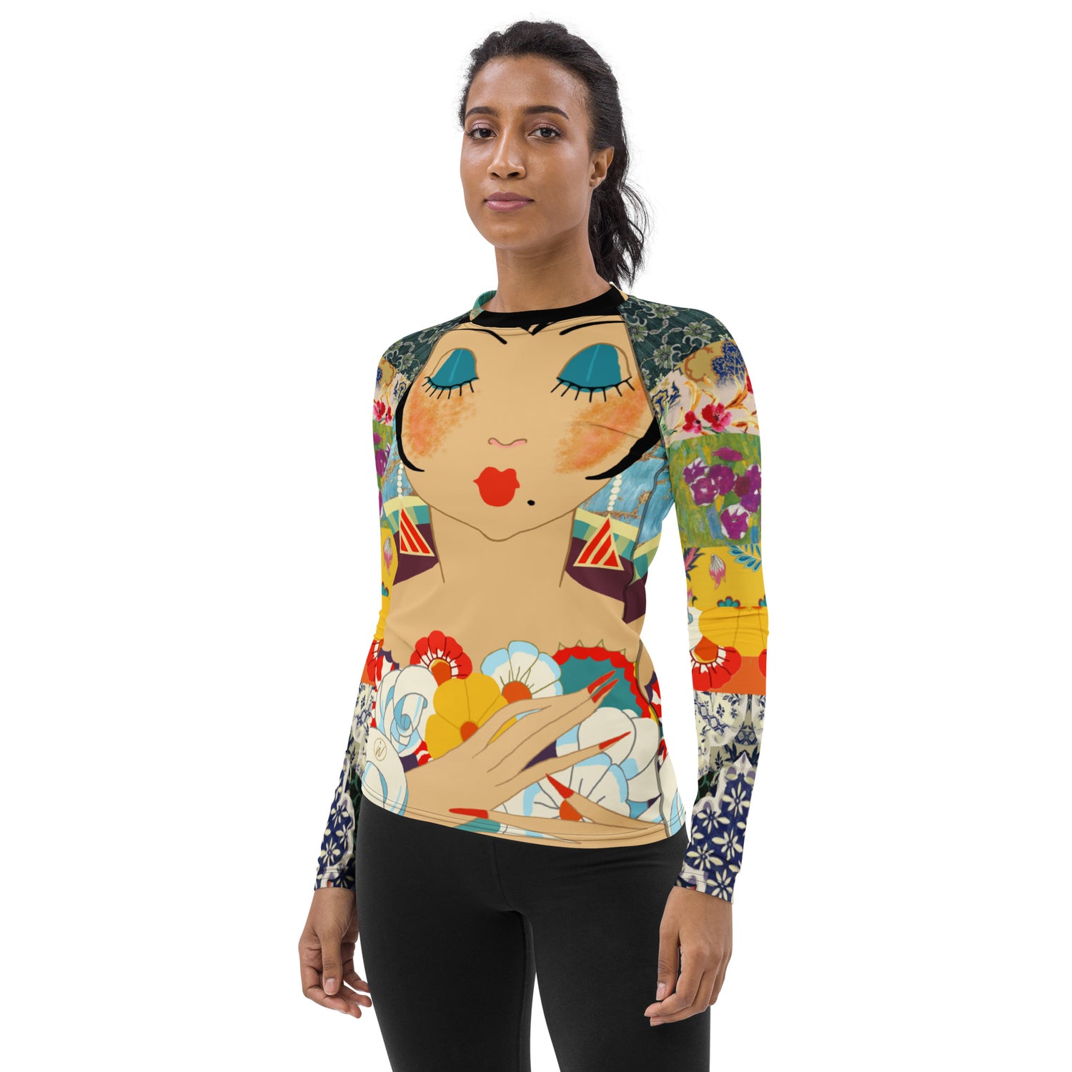 Floral Flapper Girl Rash Guard