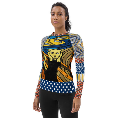 Scaredy-Cat Blue Mediterranean Tile Rash Guard