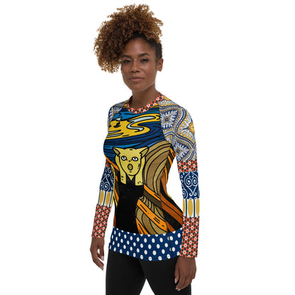 Scaredy-Cat Blue Mediterranean Tile Rash Guard