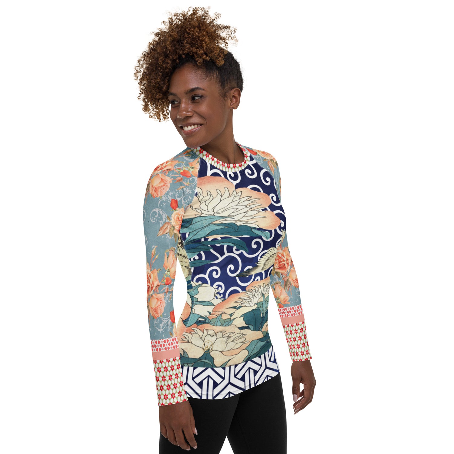 Little Canary Japanese Floral Rash Guard