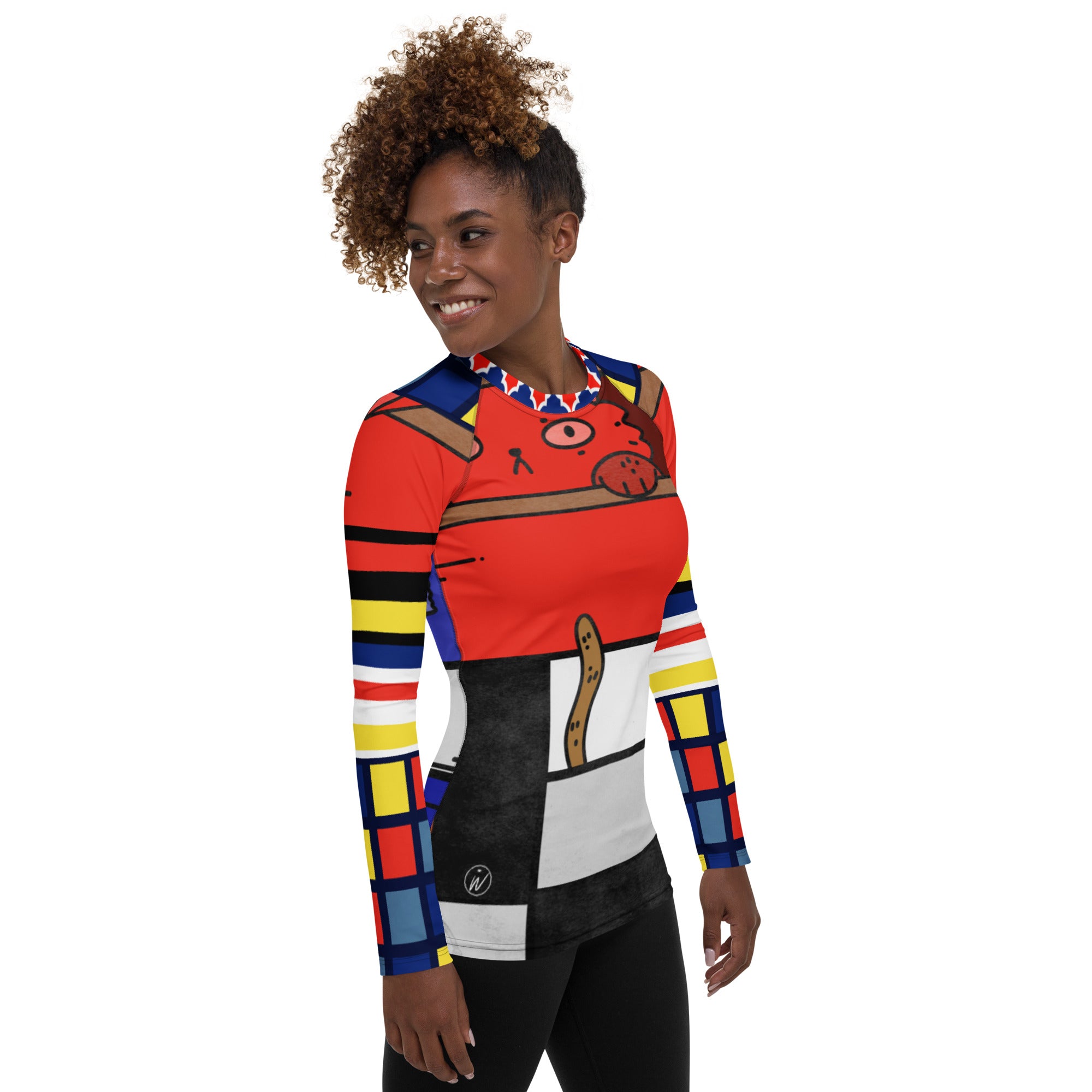 Cat in a Box Mondrian Cubism Rash Guard