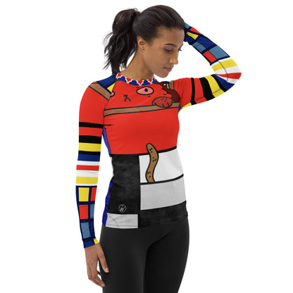 Cat in a Box Mondrian Cubism Rash Guard