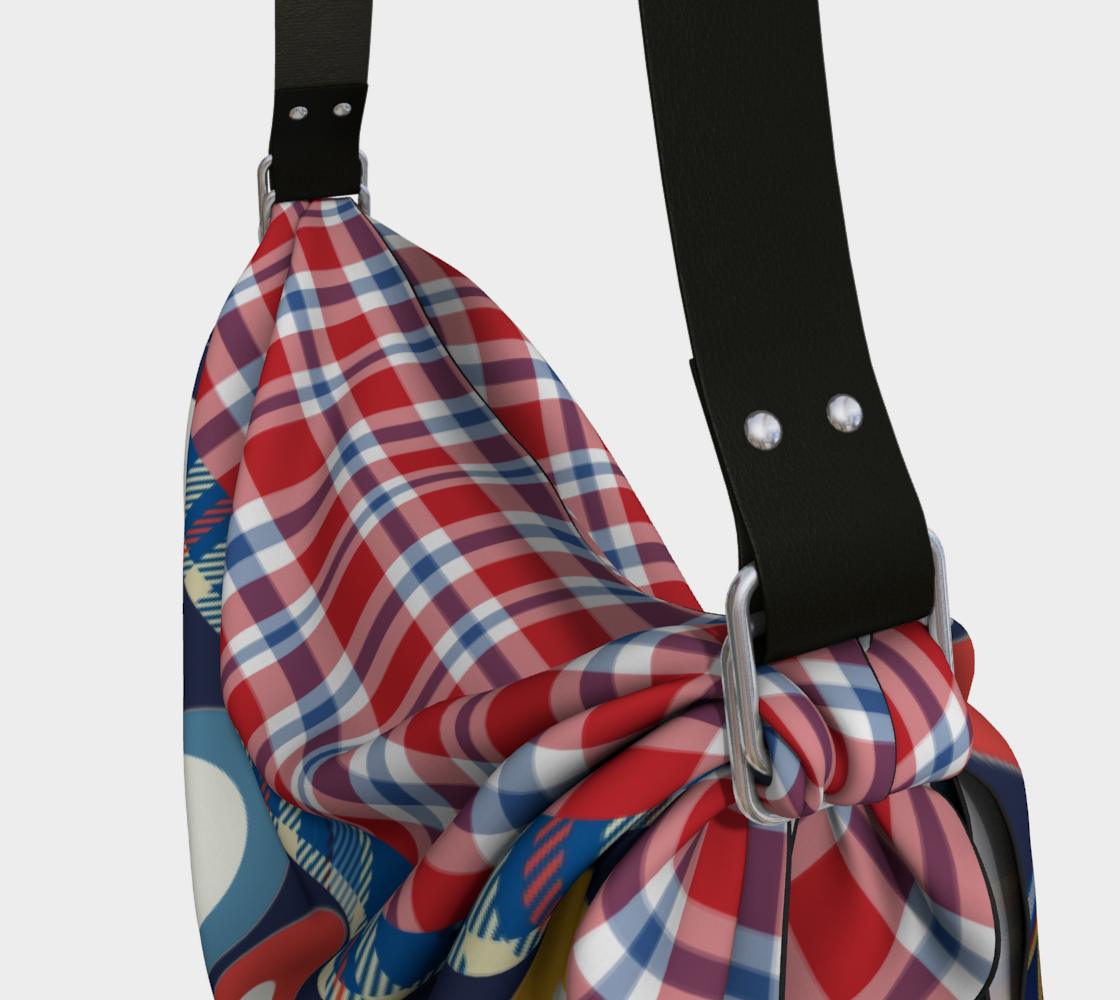 Blue collegiate Plaid Geo Hobo Scarf Bag