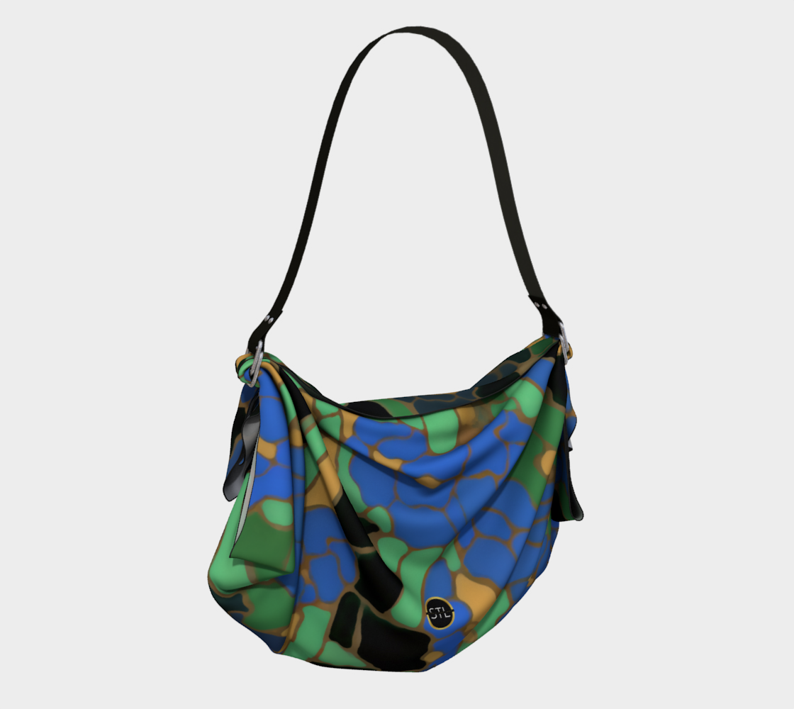 Bolso tipo bufanda Hobo con mosaico de iris azul