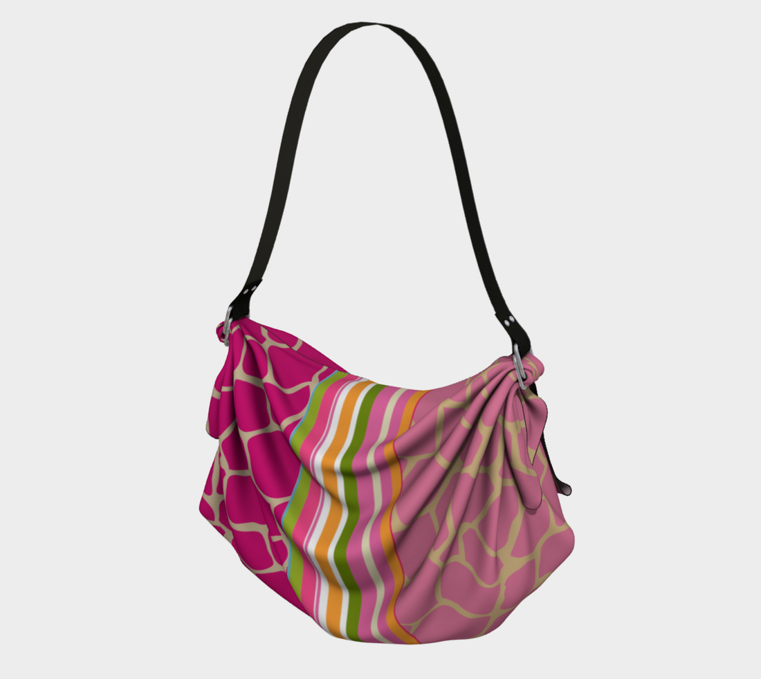 Hip-Hip-Hooray Bolso tipo bufanda tipo hobo con jirafa bicolor rosa