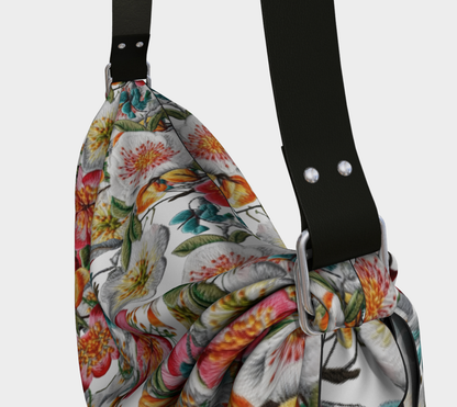 Floral Party in White Hobo Scarf Bag