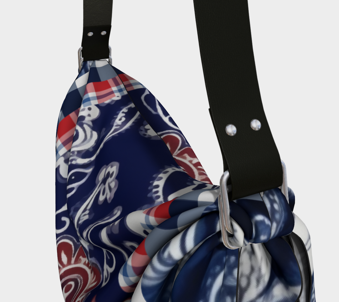 Blue Bandana Paisley Plaid Hobo Scarf Bag