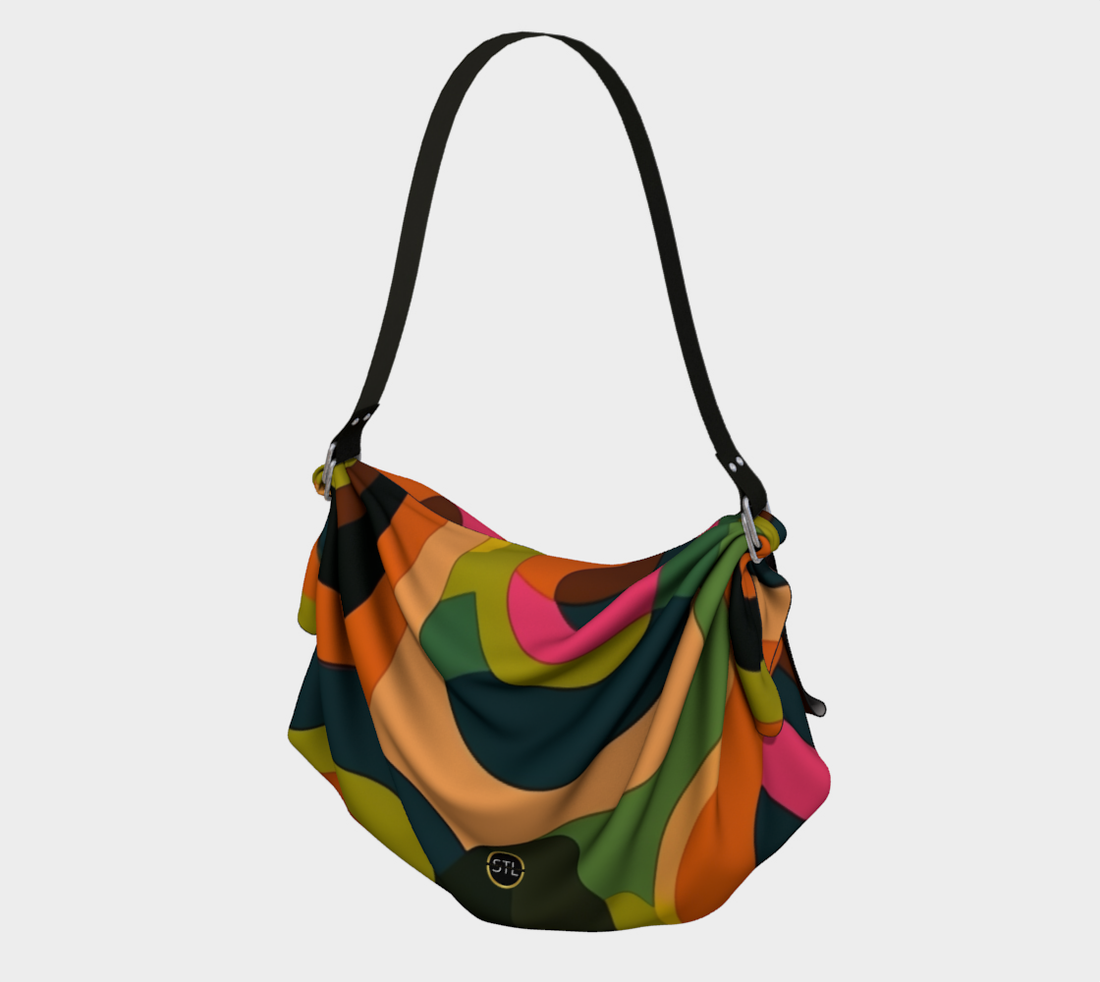 Bolso hobo con bufanda a rayas Calypso rosa de Groovy