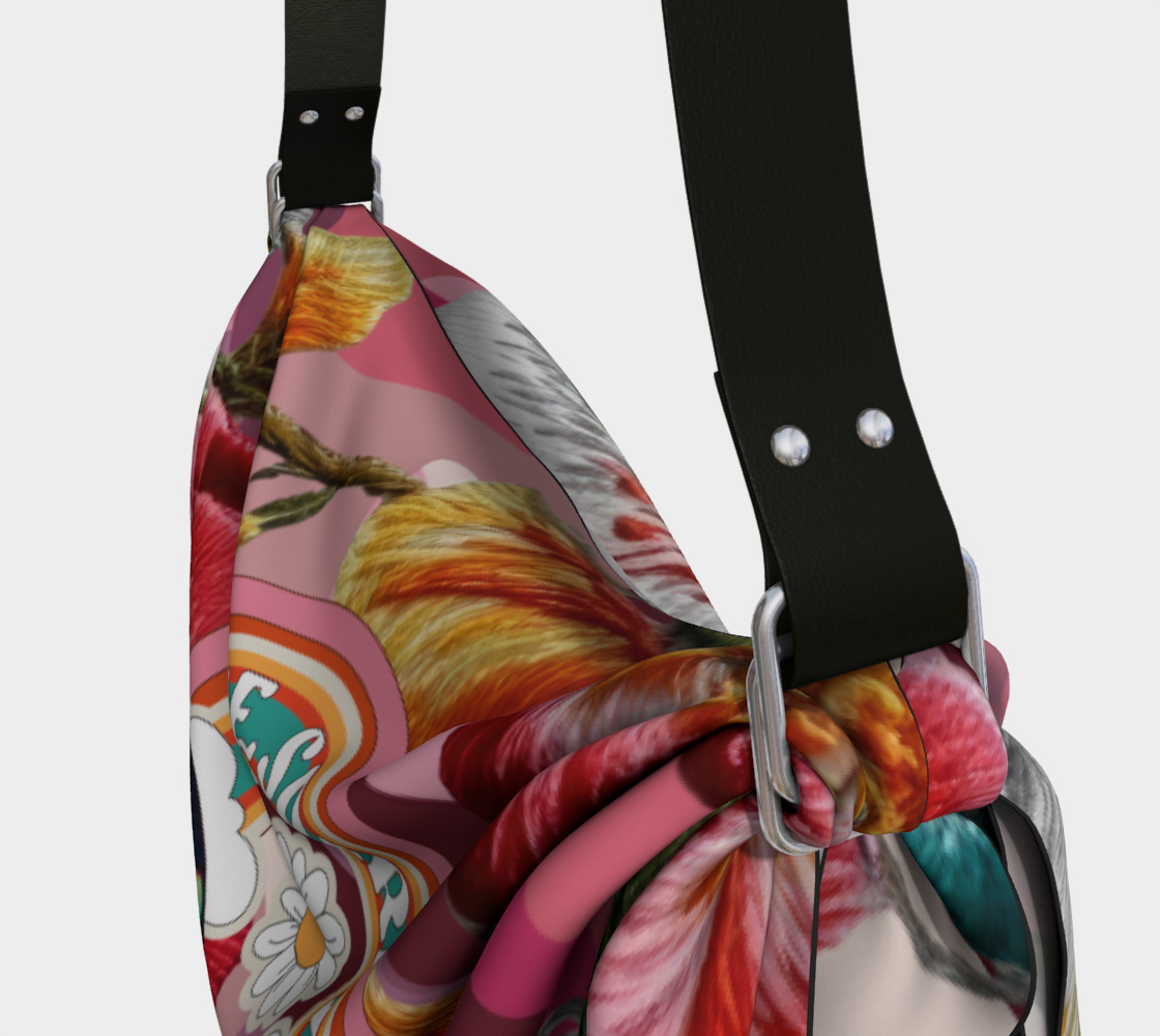 Bolso estilo hobo con bufanda y diseño de camuflaje floral en rosa de Free Spirit