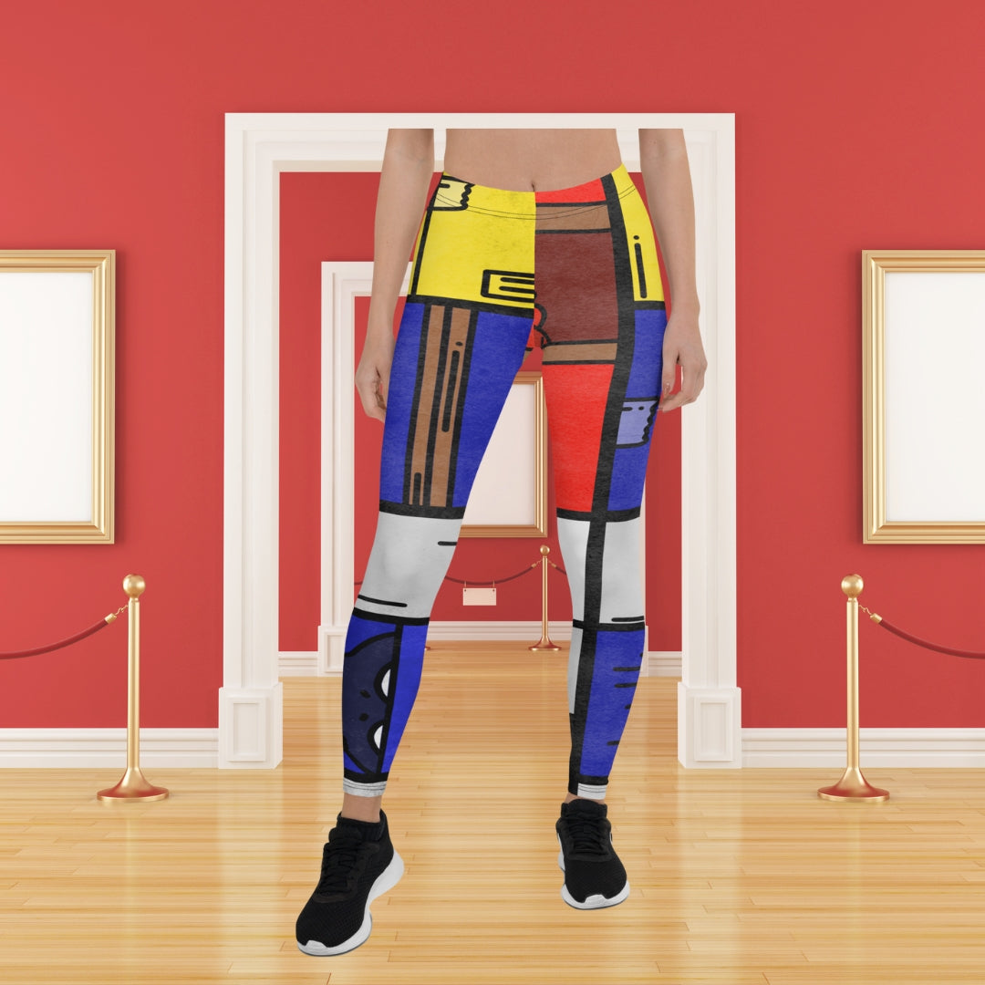 Gato en una caja Cubismo Mondrian Leggings