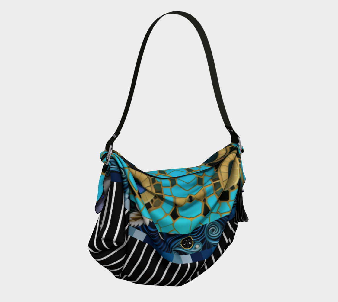 Blue Andalusian Atlantis Pinstripe Hobo Scarf Bag