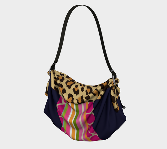 Bolso Hobo tipo bufanda con diseño de guepardo y jirafa rosa de Midnight Train