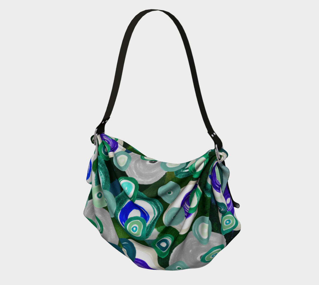 Green Abstract Ocean Glass Disc Hobo Scarf Bag