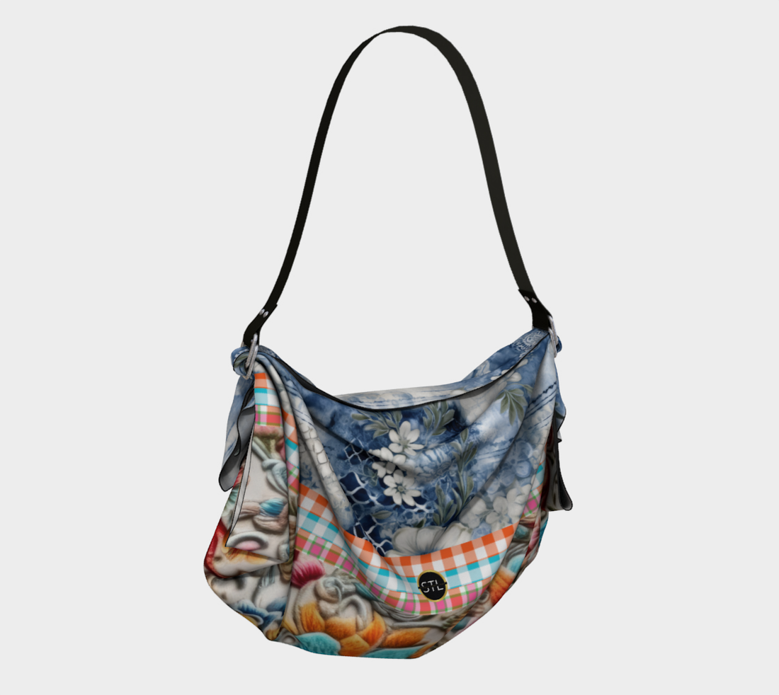 Bolso estilo hobo con bufanda y encaje floral exótico de Aye Miami