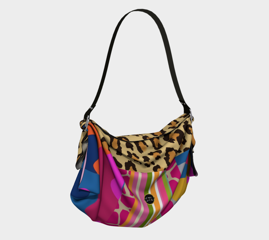 Hot Pink Jigsaw Camo Cheetah Stripe Hobo Scarf Bag