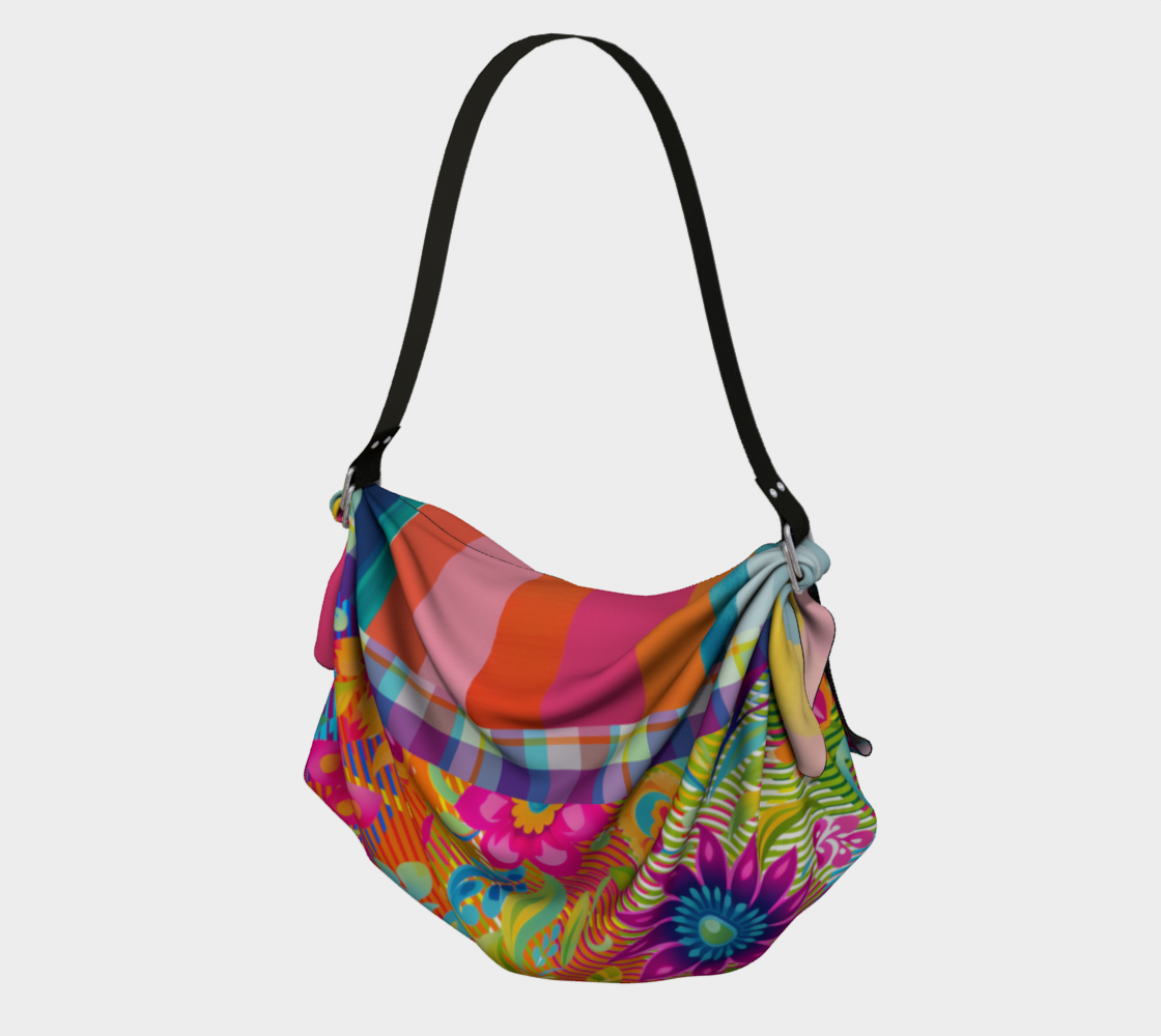 Pink Oceana Candy Stripe Tropica Floral Hobo Scarf Bag