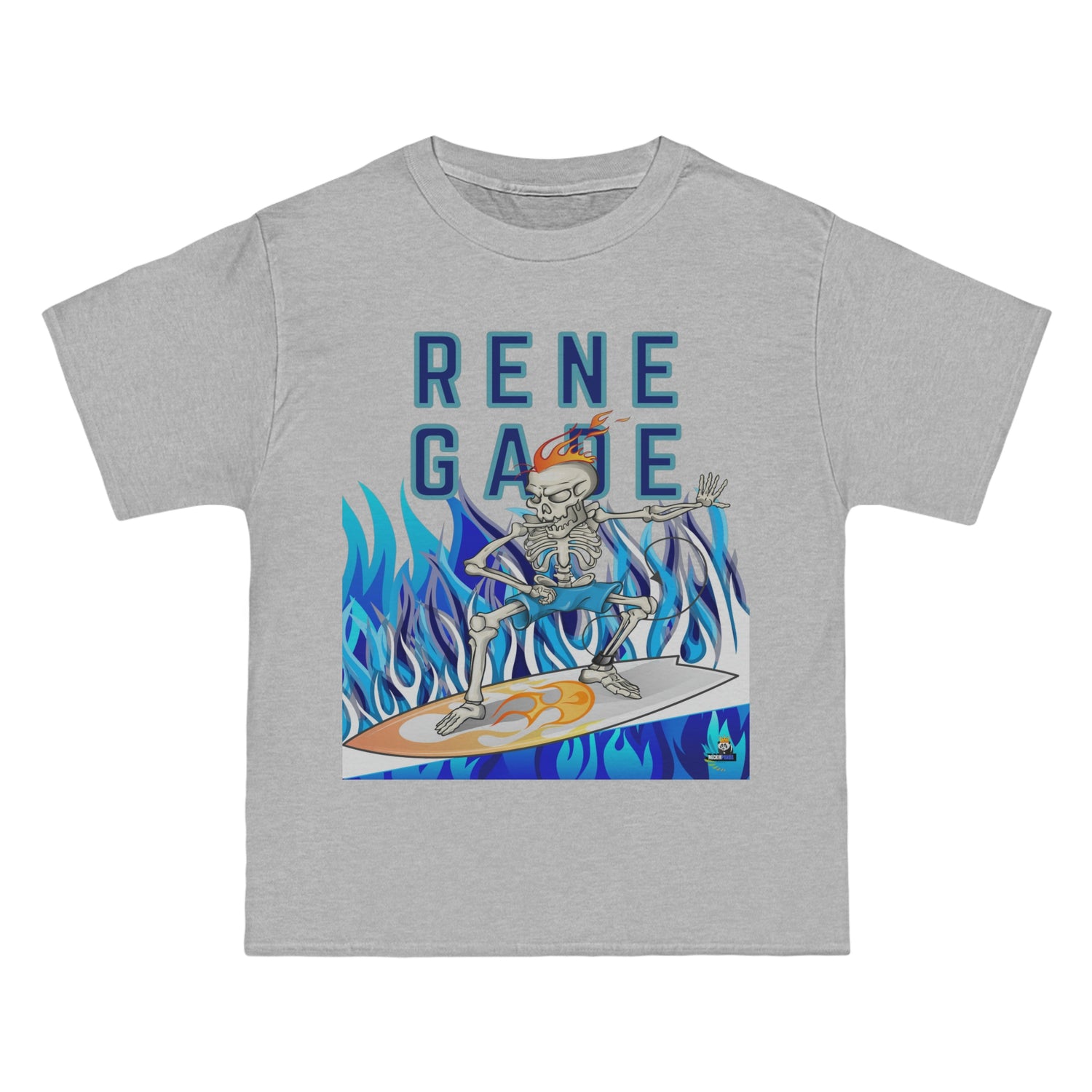 Camiseta pesada Renegade Skeleton Surfer Blue Flame Edition