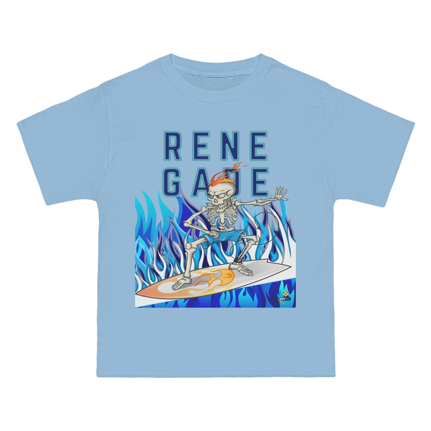 Renegade Skeleton Surfer Blue Flame Edition Heavyweight Tee