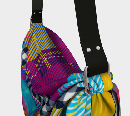 Bolso Hobo Con Bufanda A Cuadros Florales Fantasia Púrpura