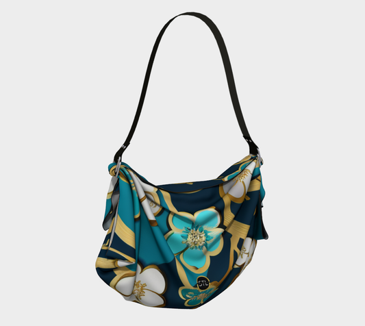 Bolso Hobo con bufanda de árbol de flor de cerezo verde