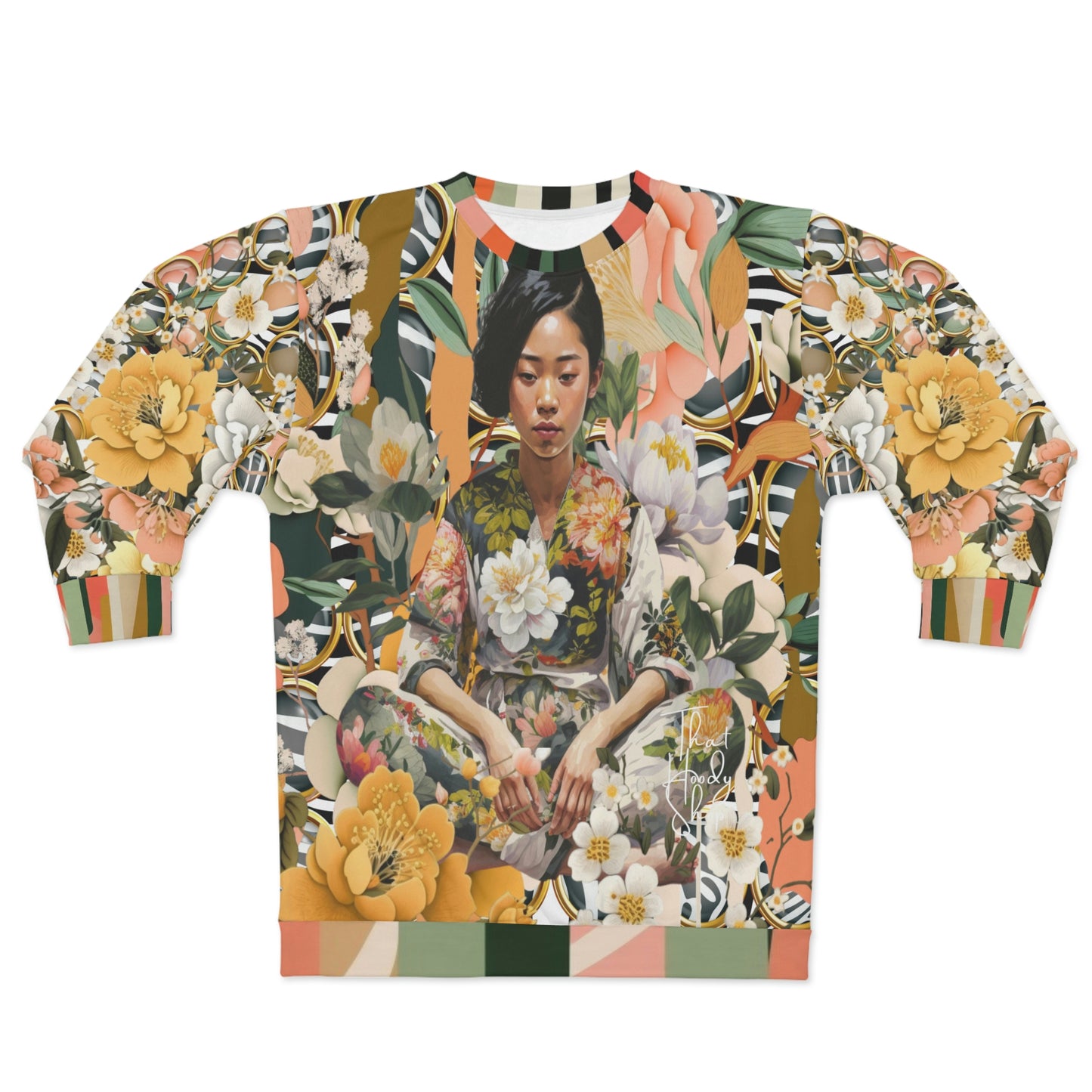Girl in Garden Floral Print Unisex Sweatshirt
