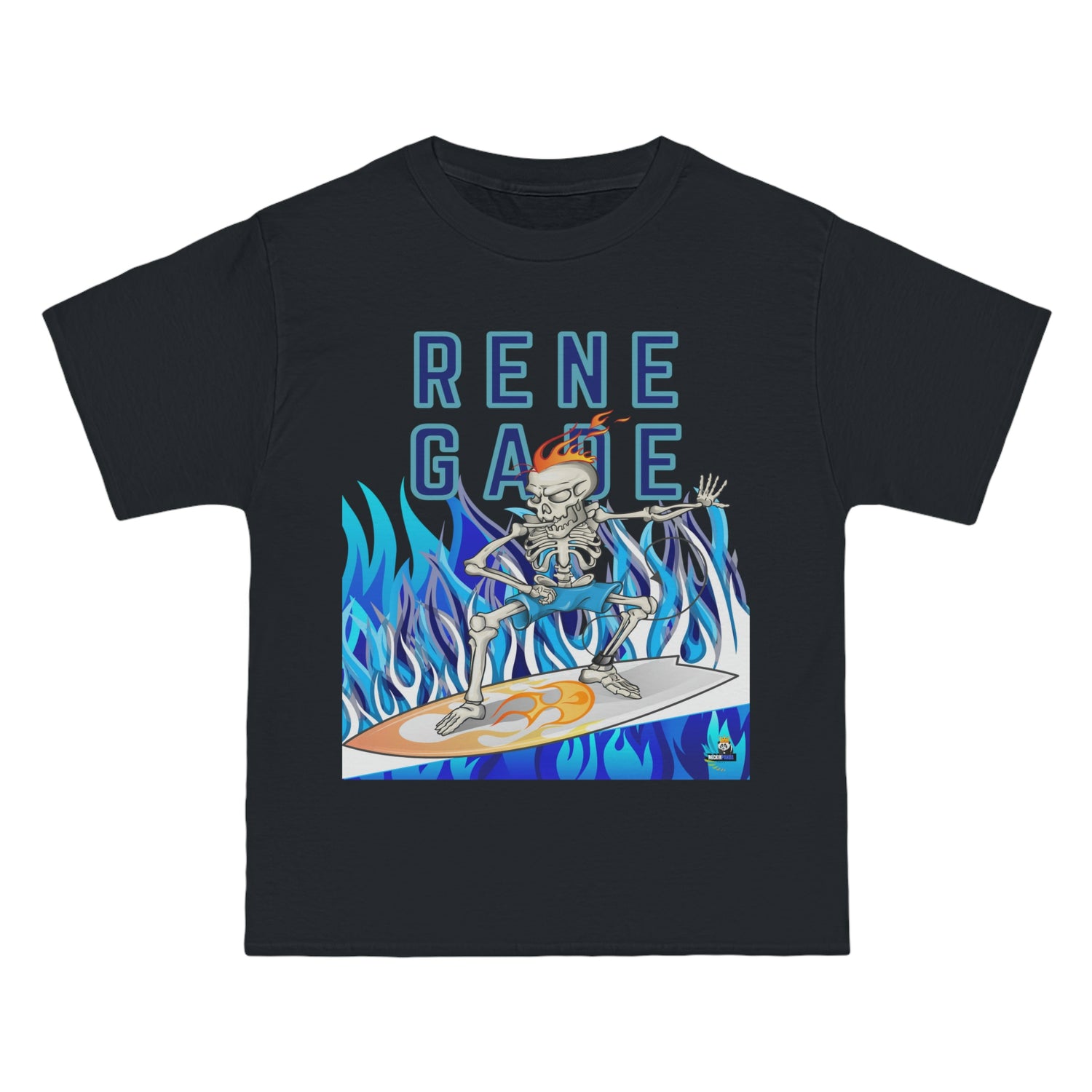 Camiseta pesada Renegade Skeleton Surfer Blue Flame Edition