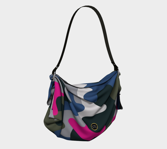 Bolso hobo con bufanda y diseño de camuflaje Greystone en rosa intenso