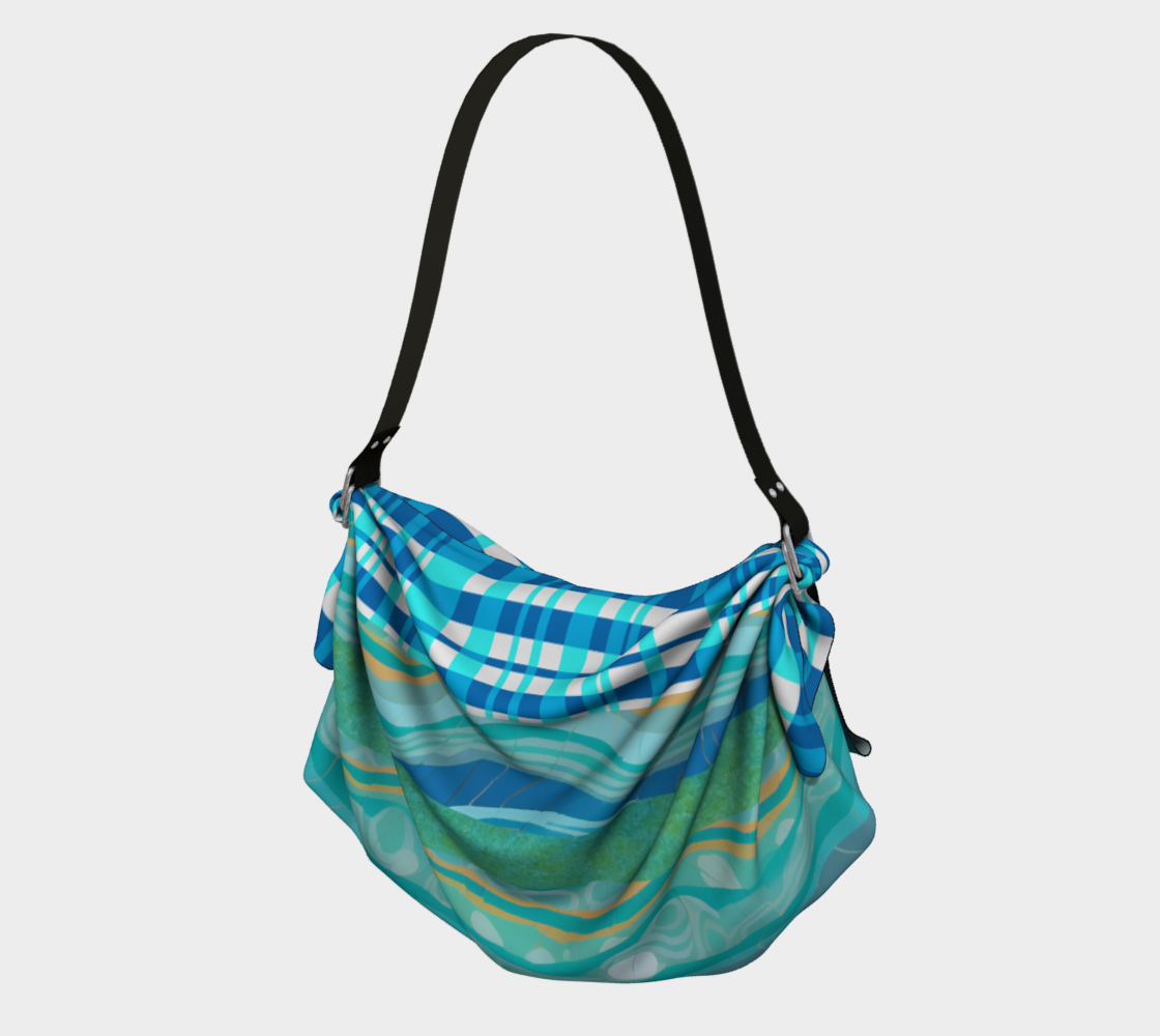 Bolso hobo con bufanda y rayas abstractas Malibu Shores en azul