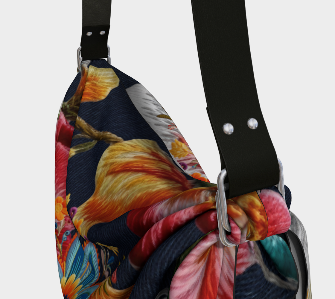 Dark Gypsy Scottsdale Denim Floral Hobo Scarf Bag